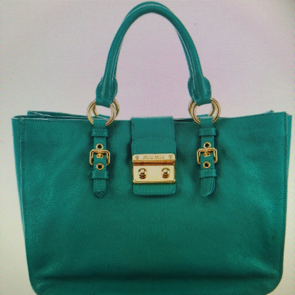 Turquoise Miu Miu Tote Leather Bag